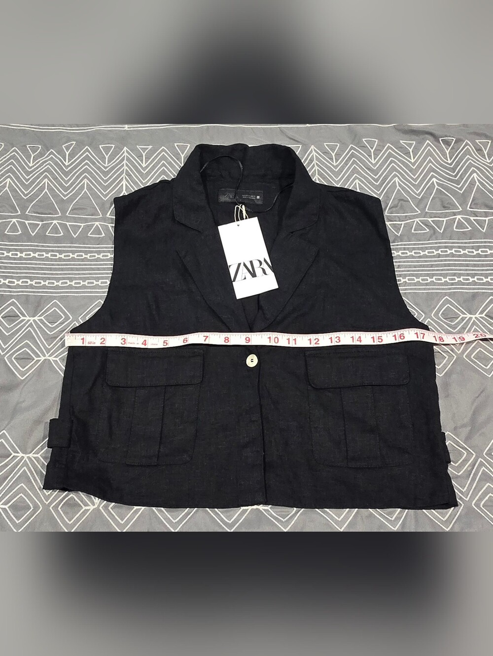 Zara Linen Blend Cropped Vest Size XS - Picture 4 of 7